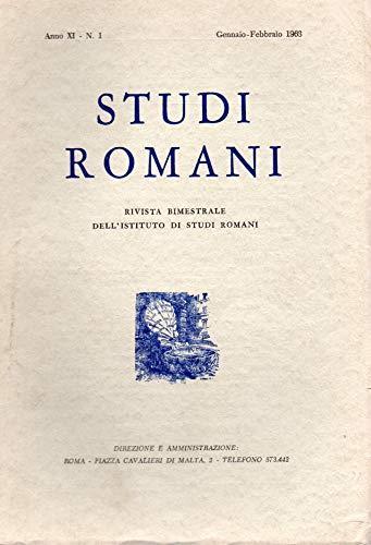 Studi Romani rivista bimestrali - Anno XI n. 1 gen/feb 1963 - copertina