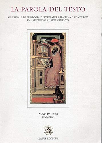 La Parola del Testo Anno IV - 2000 Fascicolo 1 - Giuseppe E. Sansone - copertina