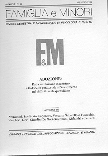 Famiglia e Minori rivista semestrale monografica di psicologia e diritto 1° e 2° semestre 1994 - copertina