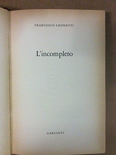 L' incompleto - Francesco Leonetti - copertina