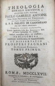 Theologia moralis universa. Tomus primus - copertina