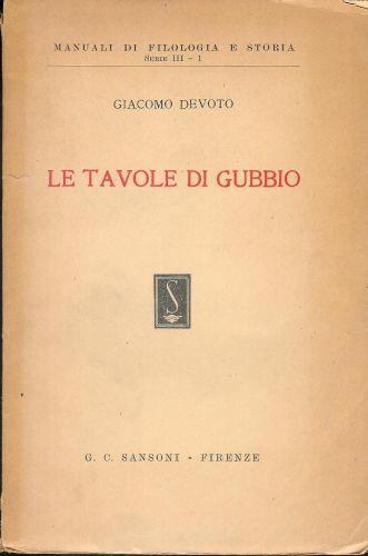 Le Tavole di Gubbio - Giacomo Devoto - copertina