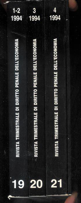 Rivista trimestrale di diritto penale dell'economia Annata completa 1994 ( vol.1/2 , 3 , 4 ) - Giuseppe Zuccalà - copertina
