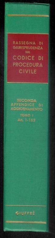 Rassegna di giurisprudenza sul codice di procedura civile Libro I - Tomo I - art. 1-162 - II° appendice di aggiornamento - copertina