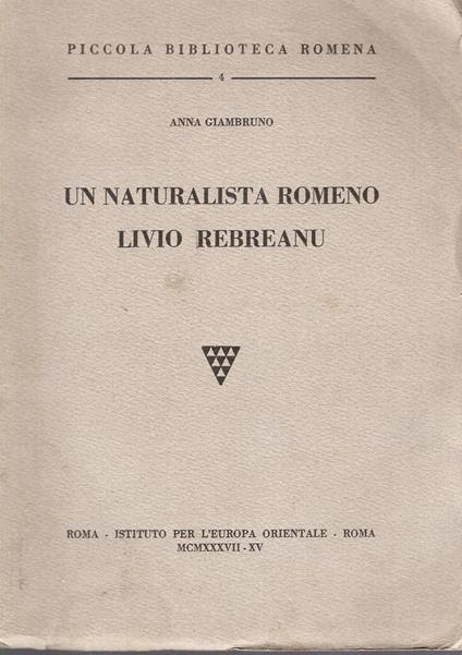 Un naturalist6a Romeno -Livio Rebreanu - copertina