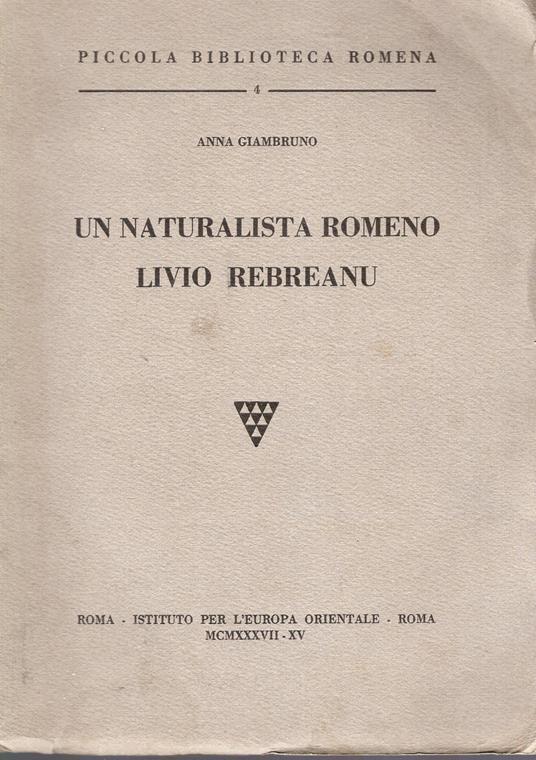 Un naturalist6a Romeno -Livio Rebreanu - copertina