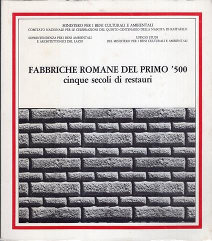 Fabbriche romane del primo 500. Cinque secoli di restauri - copertina
