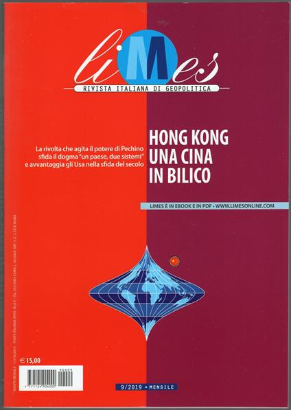 Limes. Rivista italiana di geopolitica n. 9/2019 : Hong Kong una Cina in bilico - copertina