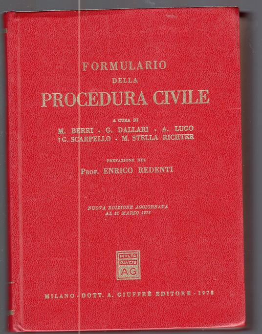 Formulario della Procedura Civile ( 1978) - copertina