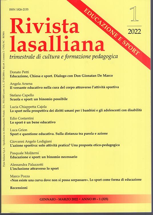 Rivista Lasalliana trimestrale di cultura e formazione pedagogica n.1/2022 (Gen-Mar) - copertina