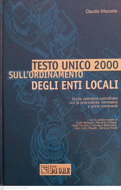 Testo unico 2000, sull'ordinamento degli enti locali - copertina