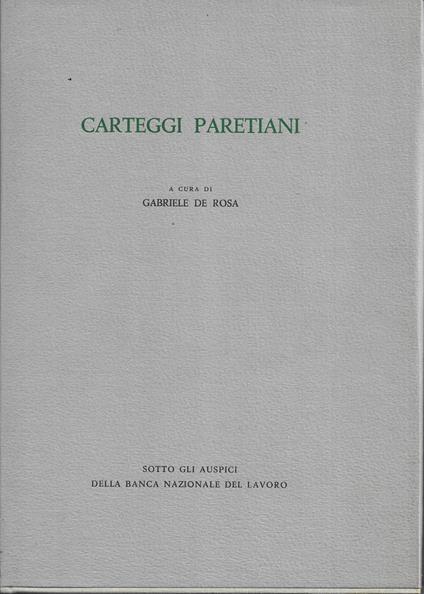 Carteggi Paretiani - Gabriele De Rosa - copertina