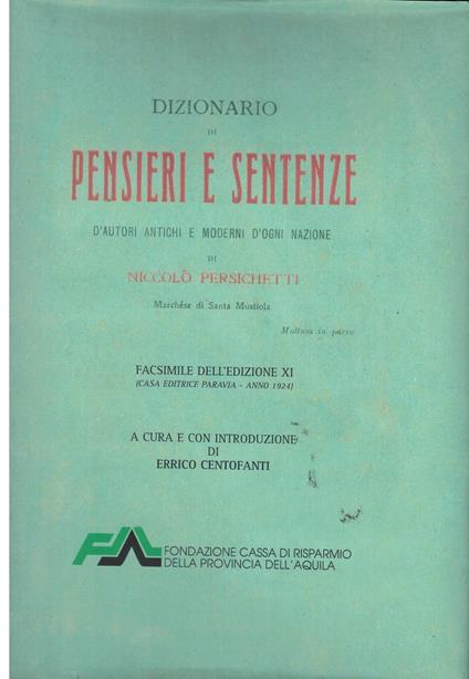 Dizionario di pensieri e sentenze - Niccolò Persichetti - copertina