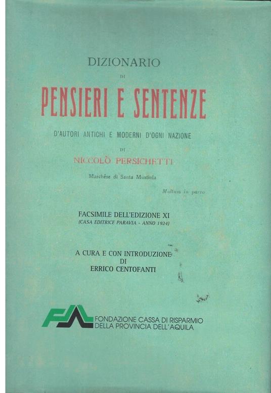Dizionario di pensieri e sentenze - Niccolò Persichetti - copertina