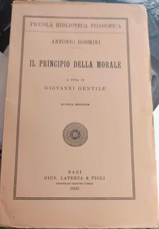Il principio della morale - Antonio Rosmini - copertina