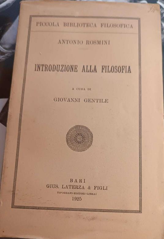 Introduzione alla filodìsofia - Antonio Rosmini - copertina
