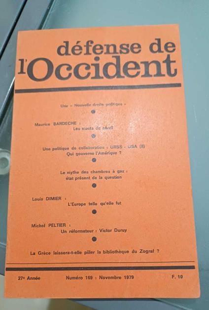 Defense de l'Occident- numero 169. Nov. 1979 - copertina