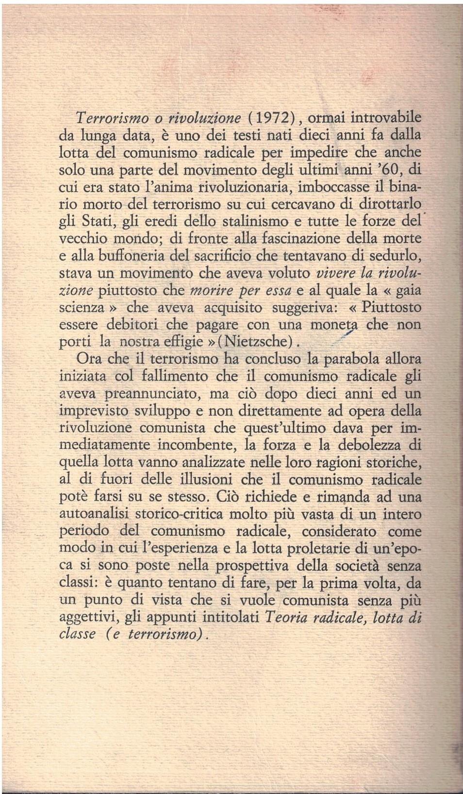 Terrorismo O Rivoluzione E Teoria Radicale Lotta Di Classe
