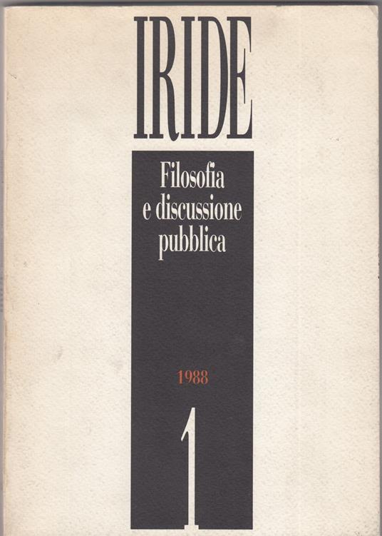 Iride, Filosofia e discussione pubblica, 1988. 1 - copertina