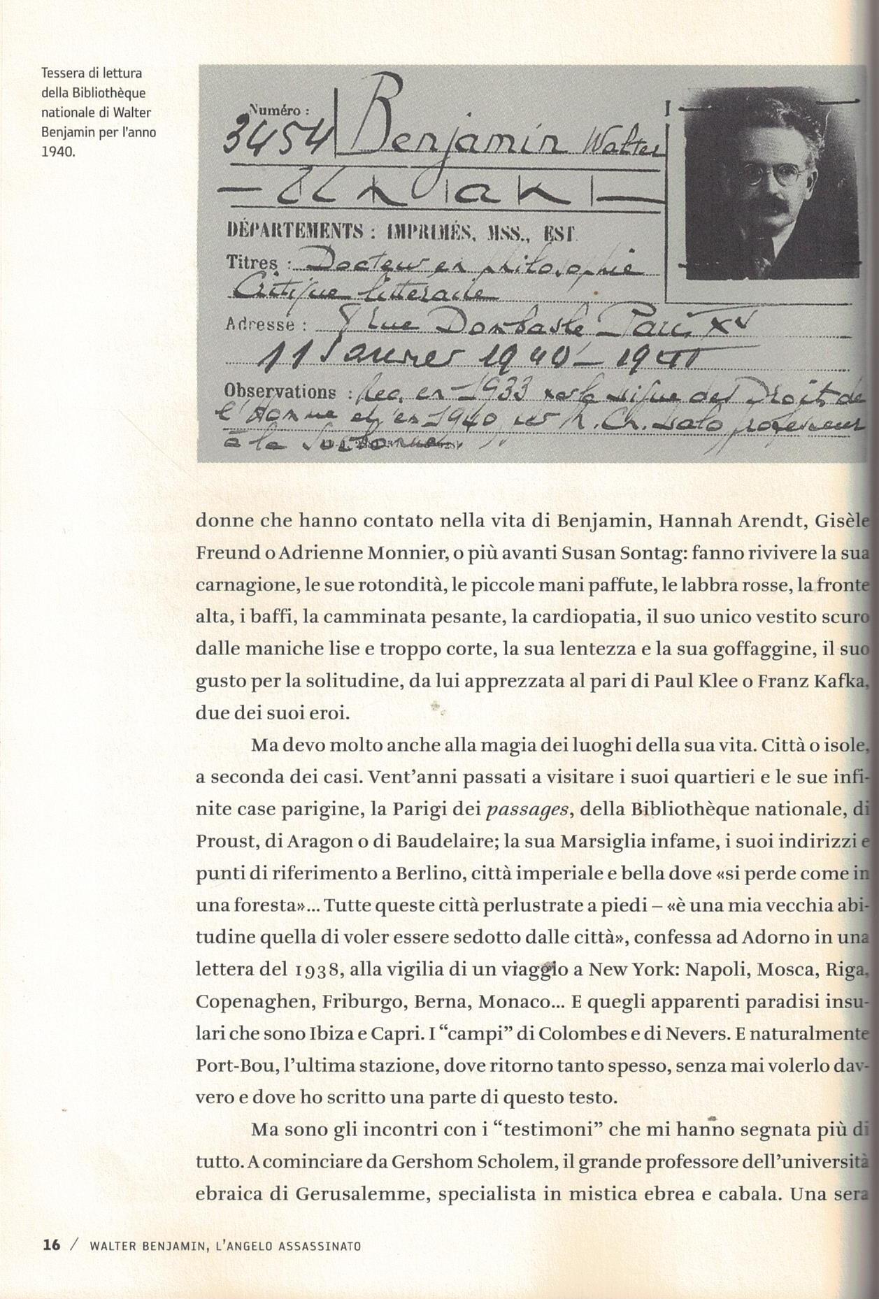 Walter Benjamin. L'angelo assassinato