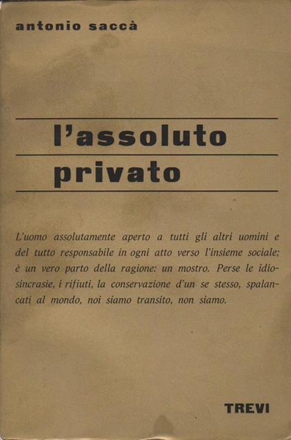 L' assoluto privato - Antonio Saccà - copertina