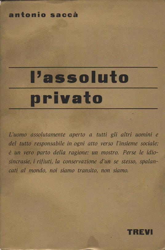 L' assoluto privato - Antonio Saccà - copertina