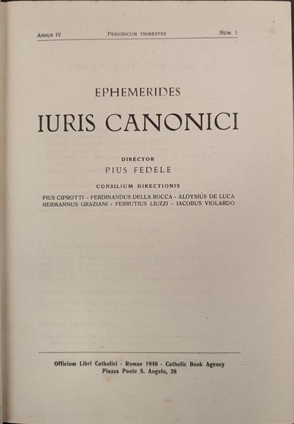 Ephemerides iuris canonici. IV 1948 - copertina