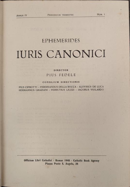 Ephemerides iuris canonici. IV 1948 - copertina