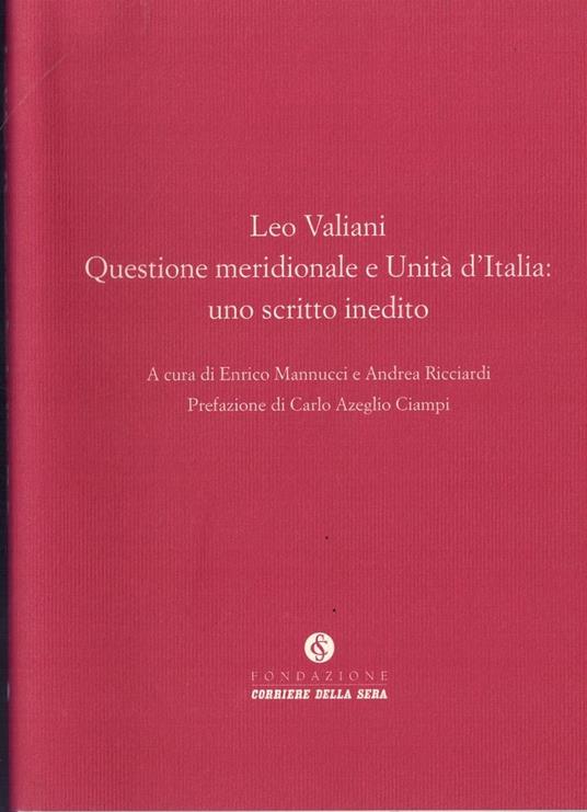 Questione meridionale e Unità d'Italia - Leo Valiani - copertina