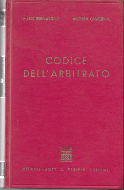 Codice Dell ' Arbitrato - copertina