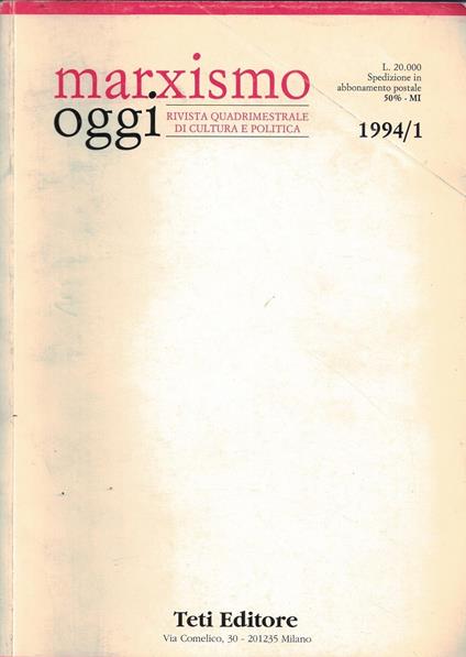Marxismo oggi. Rivista quadrimestrale di cultura e politica. 1994/1 - copertina