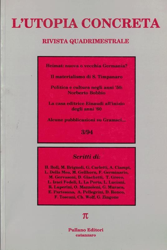 L' utopia concreta rivista quadrimestrale - copertina
