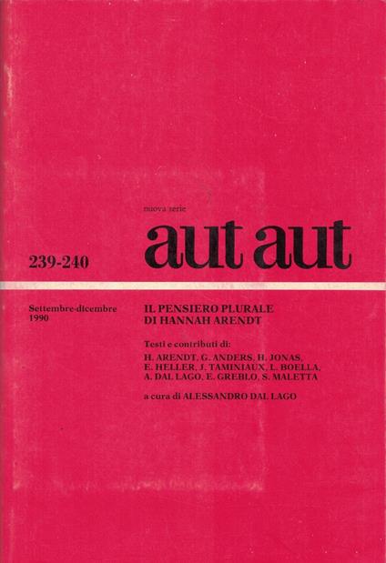 aut aut nuova serie settembre-ottobre 1990 239-240 - copertina