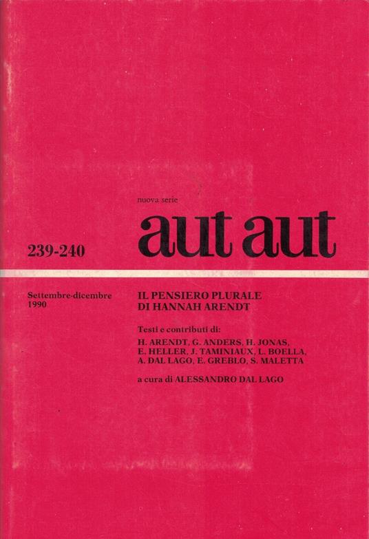aut aut nuova serie settembre-ottobre 1990 239-240 - copertina