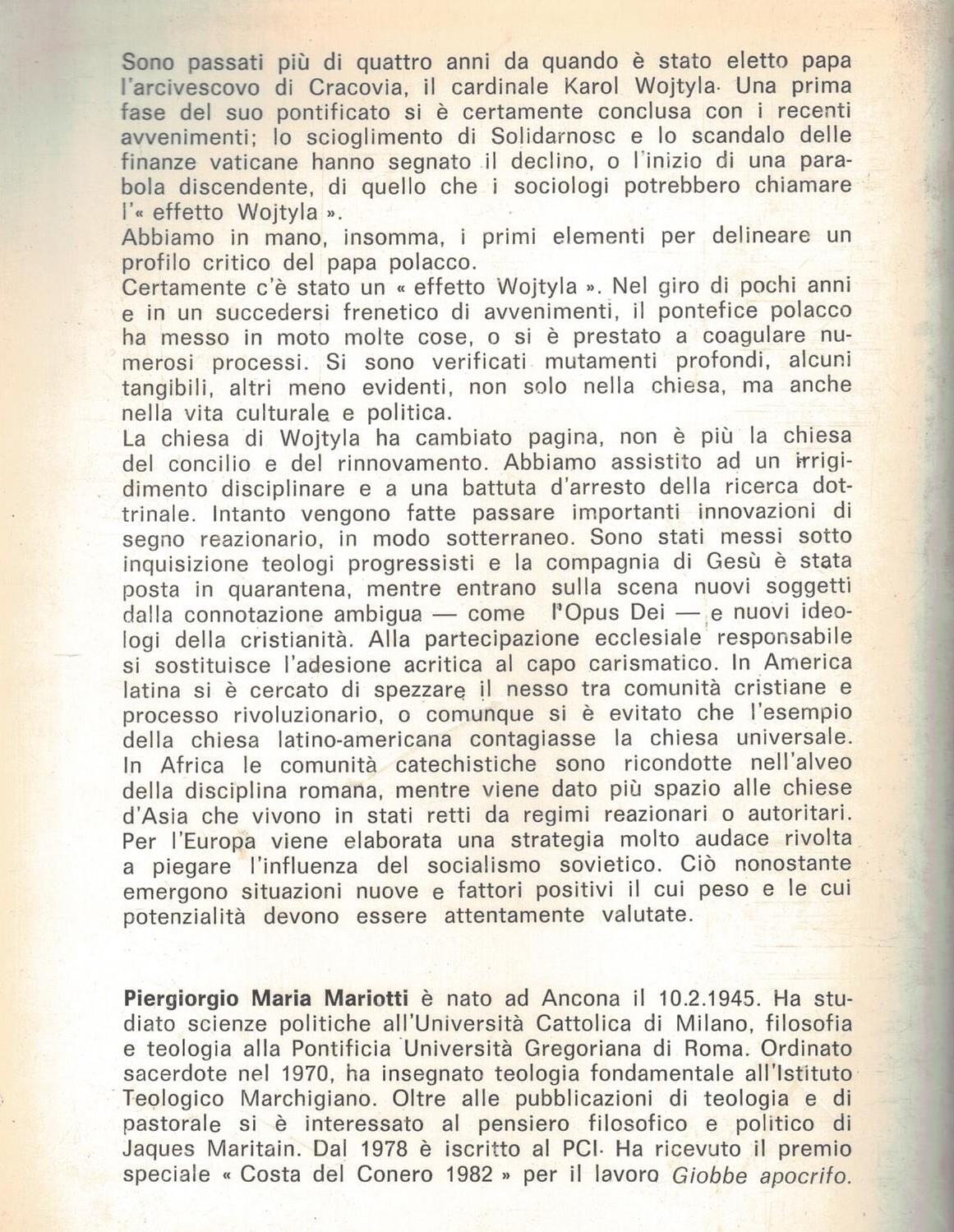 Karol Wojtyla. Profilo critico del papa polacco