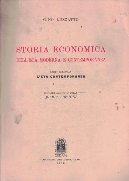 Storia economica dell'eta' moderna e contemporanea vol. 2 - Gino Luzzatto - copertina