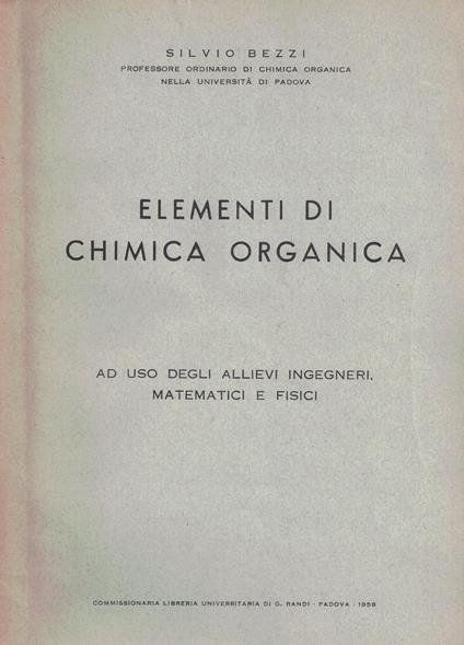 Elementi di chimica organica - Silvio Bezzi - copertina