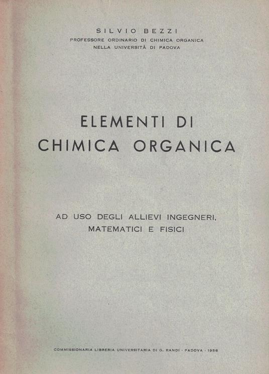 Elementi di chimica organica - Silvio Bezzi - copertina