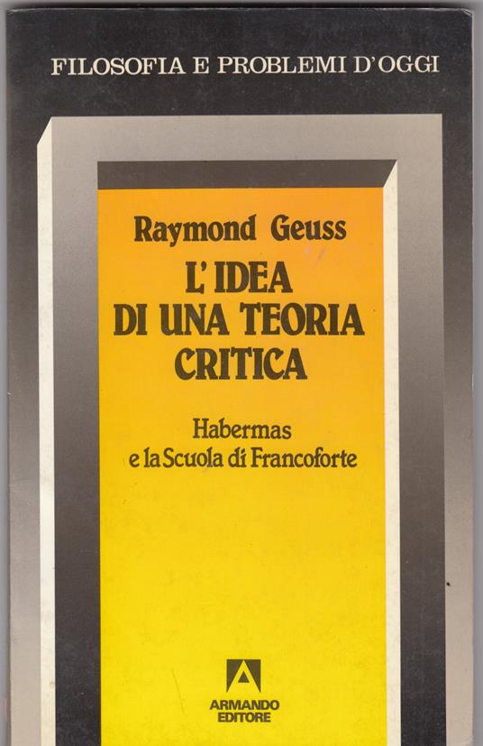 L' idea di una teoria critica - copertina