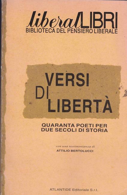 Versi di libertà: quaranta poeti per due secoli di storia - copertina