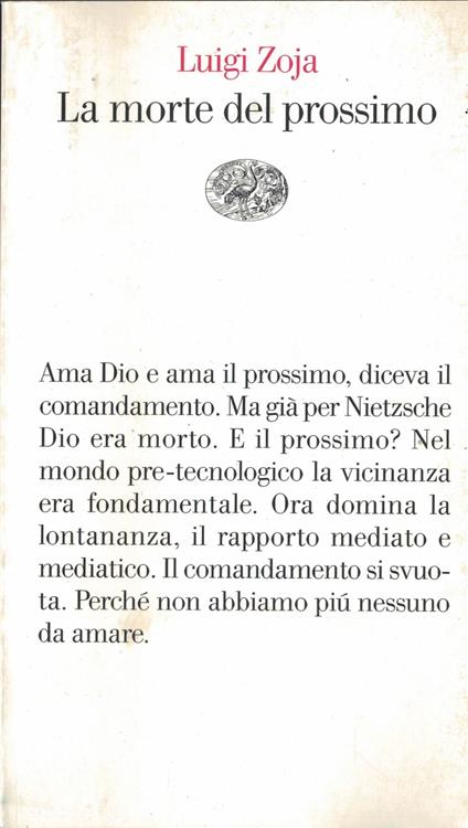 La morte del prossimo - Luigi Zoja - copertina