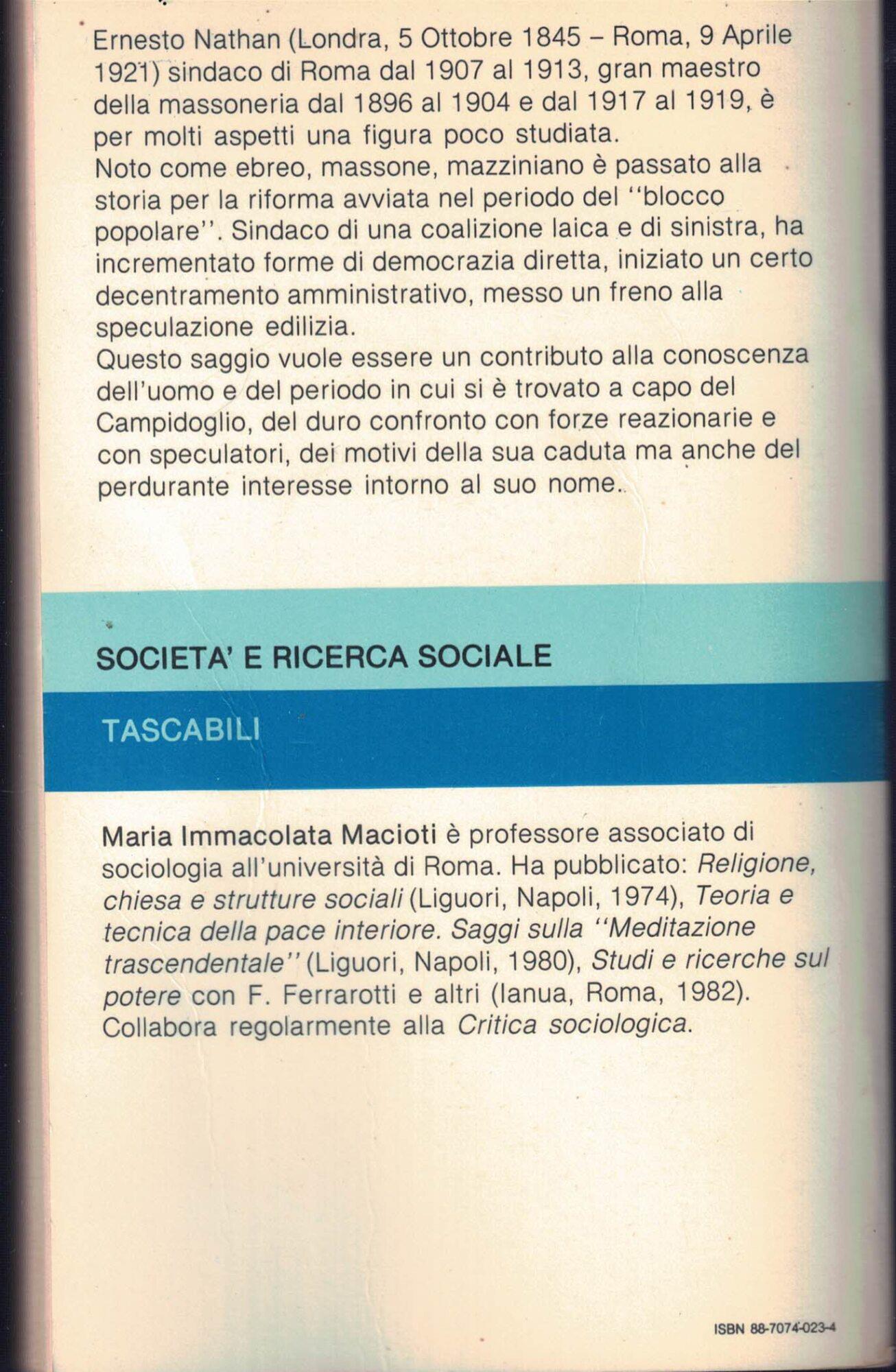 Ernesto Nathan. Un sindaco che non ha fatto scuola