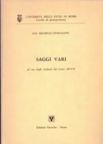 SAGGI VARI ad uso degli studenti del Corso 1974-75