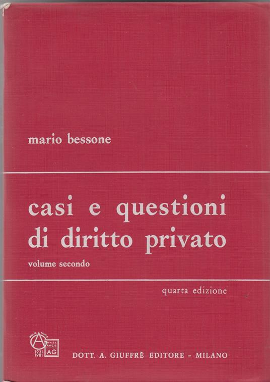 Casi e questioni di diritto privato. Volume secondo - copertina