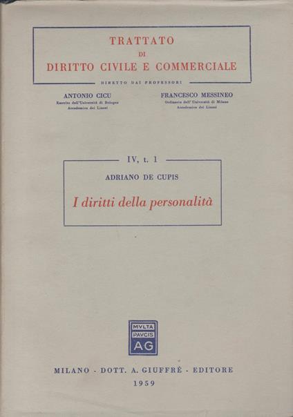 I Diritti Della Personalita' - copertina