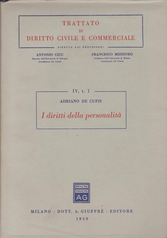 I Diritti Della Personalita' - copertina