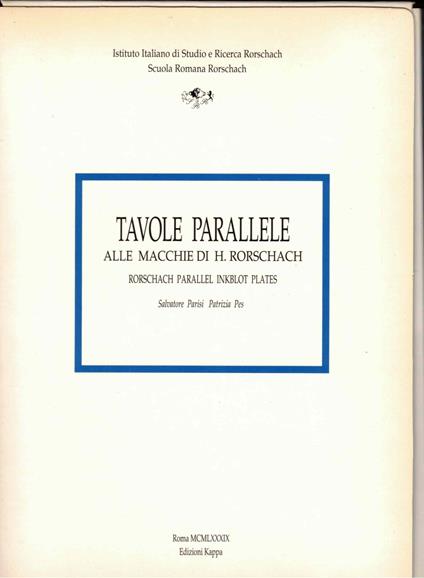 Tavole parallele alle macchie di Hermann Rorschach (Vol. 1) - copertina