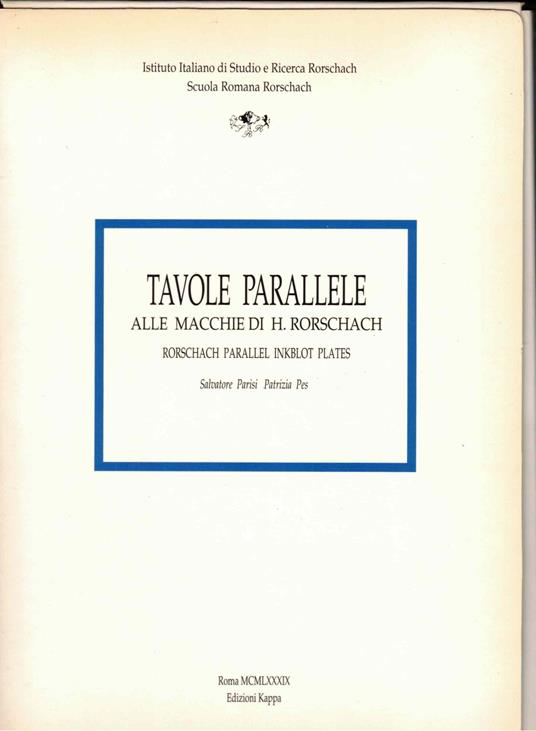 Tavole parallele alle macchie di Hermann Rorschach (Vol. 1) - copertina