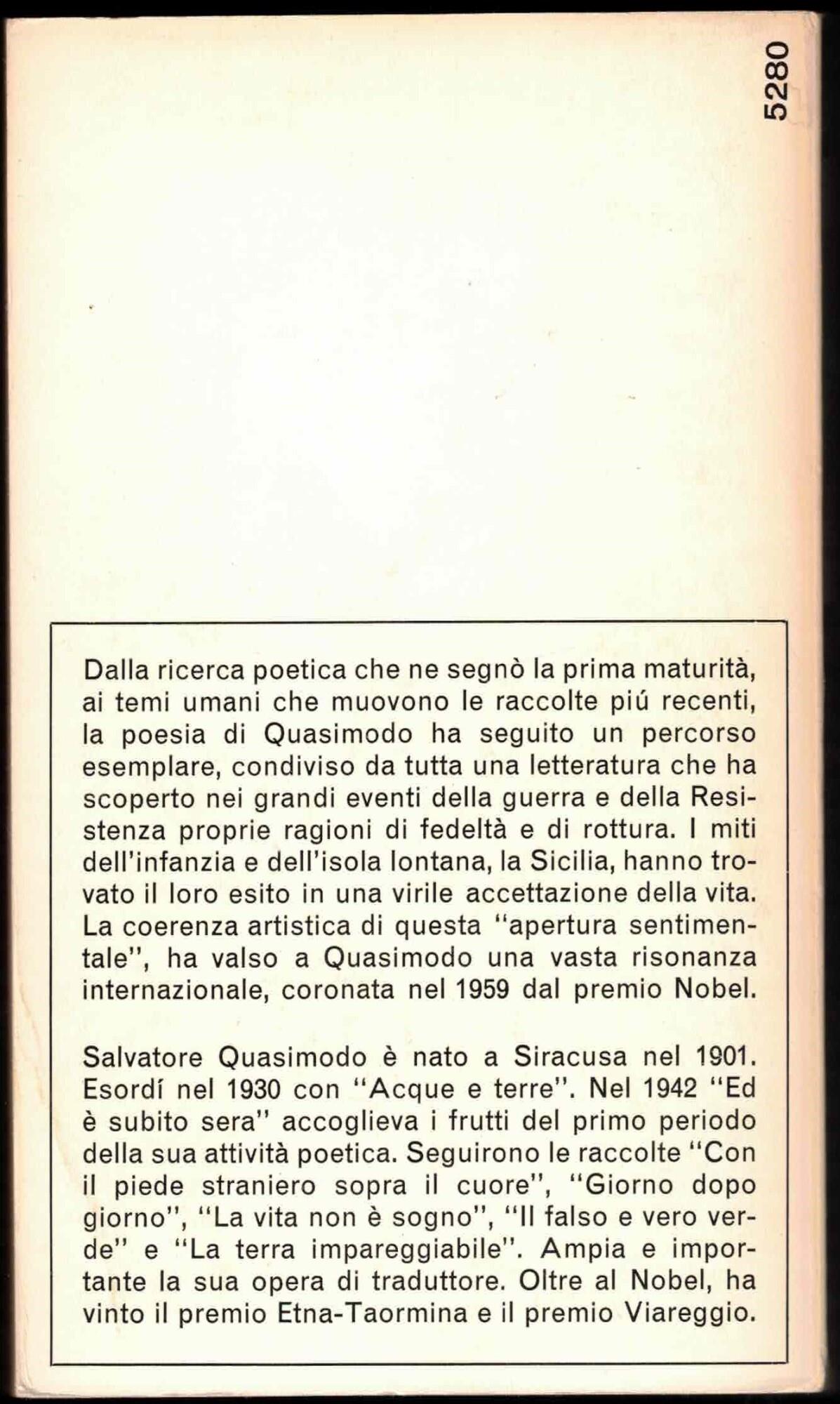 TUTTE LE POESIE - QUASIMODO - MONDADORI - OSCAR - 1a ED. - 1965