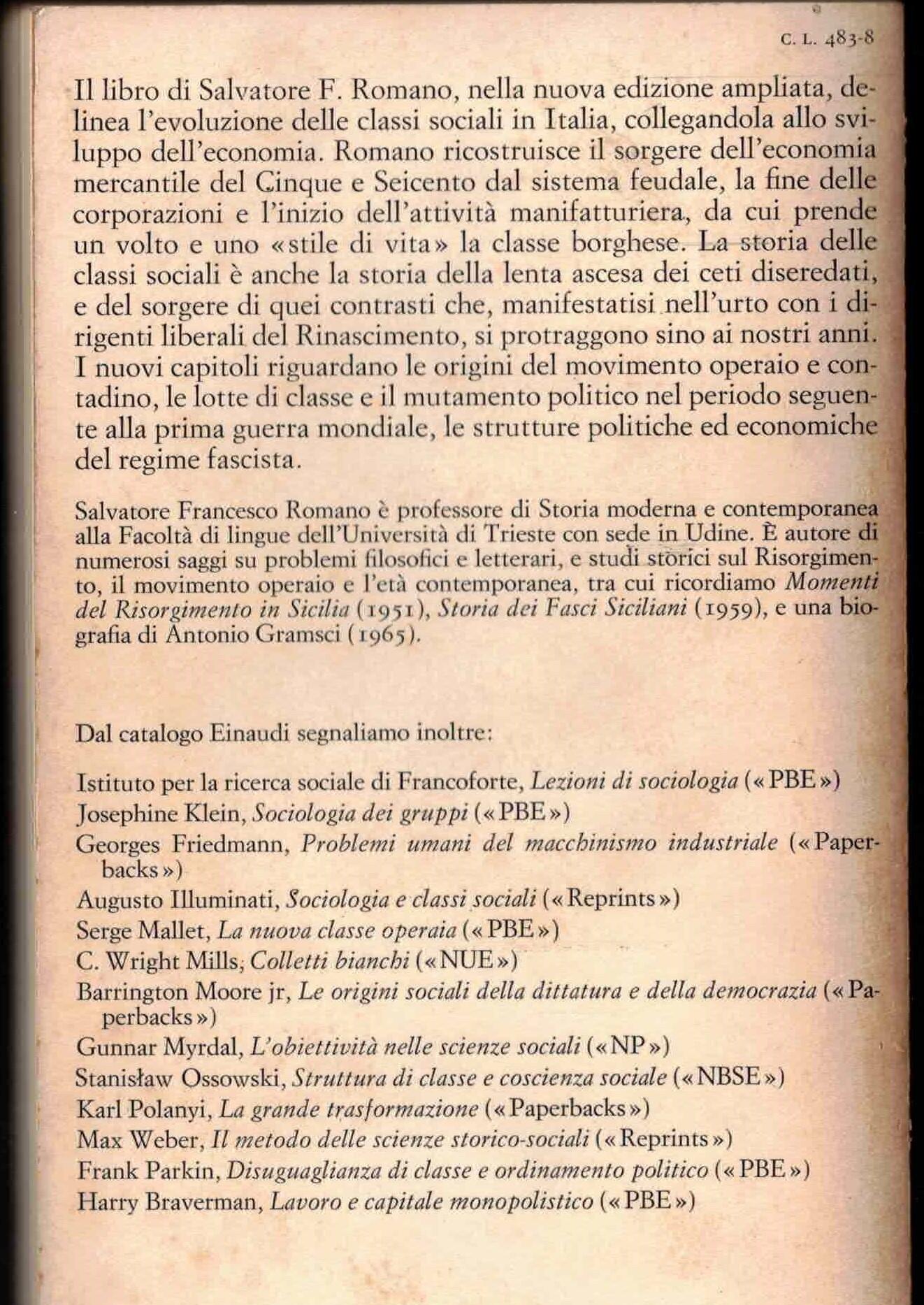 Le Classi Sociali In Italia Dal Medioevo All'Eta' Contemporanea